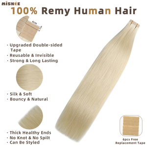 Extensiones <span class=keywords><strong>de</strong></span> Cabello Humano al <span class=keywords><strong>por</strong></span> Mayor con Cinta Adhesiva, <span class=keywords><strong>de</strong></span> 14 a 26 Pulgadas <span class=keywords><strong>de</strong></span> Largo, Duraderas, Reutilizables, Fáciles <span class=keywords><strong>de</strong></span> Usar, Calidad Lujosa <span class=keywords><strong>Platino</strong></span> - Product Image 3