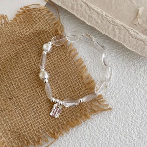 S925 Sterling Silver White Crystal <b>Bracelet</b> Elastic <b>Rope</b> Women's Jewelry Everyday Wear Natural Crystal Beads Fashionable Design - Product Image 4