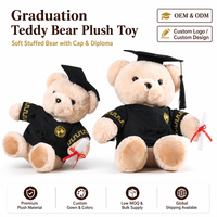 Ensemble d'ours en peluche de graduation, deux tailles, avec toge noire, toque et diplôme, OEM ODM, personnalisable, vente en gros