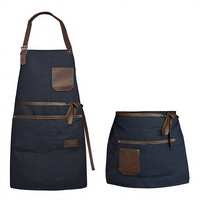 Tablier en toile de style vintage avec sangle en cuir et poches pour restaurant, bar, usage unisexe
