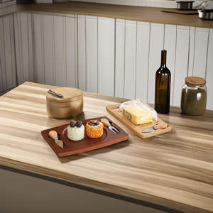 Toptan cam tereyağı tabağı kapaklı tereyağı tabağı kapaklı ve bıçak peynir kesme tahtası bambu peynir kesme tahtası seti - Product Image 3