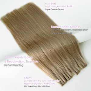 Nuevos Productos de <span class=keywords><strong>Alta</strong></span> Calidad, Precio de Mayoreo, Extensiones de Cabello Virgen Remy con Cutícula Europea Rusa, Genius Hole Invisible Weft - Product Image 2