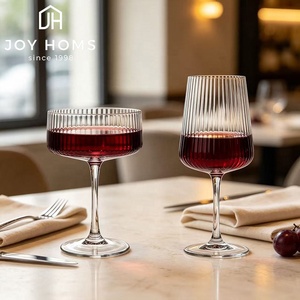 Copas de Vino Tinto Acanaladas, Nuevo Estilo, Copas Modernas de Borgoña, Vaso de Whisky Personalizado con Rayas, Copas de Cóctel de Cristal Económicas - Product Image 2