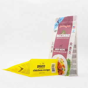 Flat bottom plastic ziplock pet food bags pet treat packaging box pouch bag