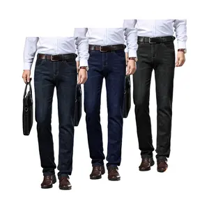 Custom Mens Stretch Fit Jeans Cotton Business Men's Straight Regular Slim Fit Men's Pants Casual Pants