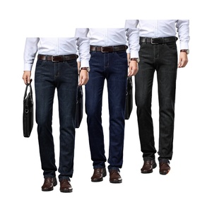 Jeans ajustés pour hommes sur mesure, coton, pantalon droit pour hommes d'affaires, coupe droite, coupe <span class=keywords><strong>slim</strong></span>, pantalon décontracté pour hommes - Product Image 1