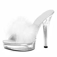Chaussures de soirée sexy fétichistes 13CM Mode d'été Cristal transparent Grande taille Chaussures de strip-teaseuse à talons hauts Chaussures d'extérieur 3 pouces Tendance de la mode féminine