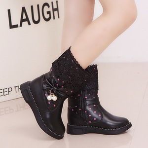 Fashion Winter Kids Winter Boots Children's Boots Girls Boots Kids Children Pearls Bow Dress <b>Booties</b> With Zipper - Product Image 4