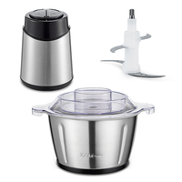 Robot culinaire multifonctionnel 2 vitesses 500W en plastique ABS robuste, faible bruit, bol de 2L, pour aliments pour bébés (puissant hachoir électrique domestique 4)