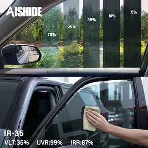 غشاء حماية زجاجي Aishide VLT35% لزجاج زجاج السيارة غشاء حماية زجاج السيارة الأمامي غشاء نافذة السيراميك للسيارة غشاء حماية ونظام حماية النظارات الخاصة بالطاقة الشمسية