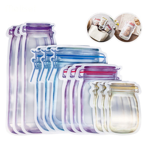 Food Storage Bag Preservation Fridge Freezing Food Storage Reusable Jar Bags Fresh Produce Mason Bottle Ziplock Bag