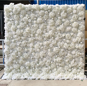 Tùy Chỉnh Đám Cưới Nền Trang Trí Nội Thất Vải Trở Lại Trắng Flowerwall 3D Cuộn lên Nhân Tạo Lụa Hoa Mẫu Đơn Tăng Hoa Tường Backdrop Bảng Điều Chỉnh - Product Image 3