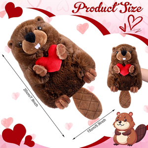 V403 Venta al por Mayor de Lindos Peluches de <span class=keywords><strong>Castor</strong></span> Marrón de 8 Pulgadas con Corazón Rojo, Animales de Peluche Personalizados para Regalos de San Valentín y Bodas - Product Image 2