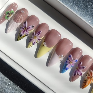 Nouveau Accessoire de Mode Long Gel Acrylique <span class=keywords><strong>Press</strong></span>-<span class=keywords><strong>on</strong></span> <span class=keywords><strong>Nails</strong></span> pour Femmes Prix Bas avec Stiletto Butterfly Pattern <span class=keywords><strong>Les</strong></span> Faux Cils Et Ongle - Product Image 4
