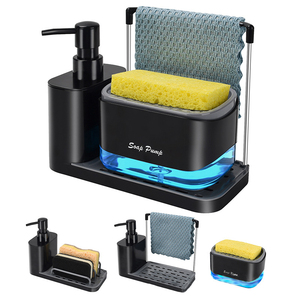 Dispensador de Jabón y Desinfectante de Manos de Plástico, Tipo Piso, Sin Instalación, con Toallero, Multifuncional, Desmontable, con Almacenamiento - Product Image 1