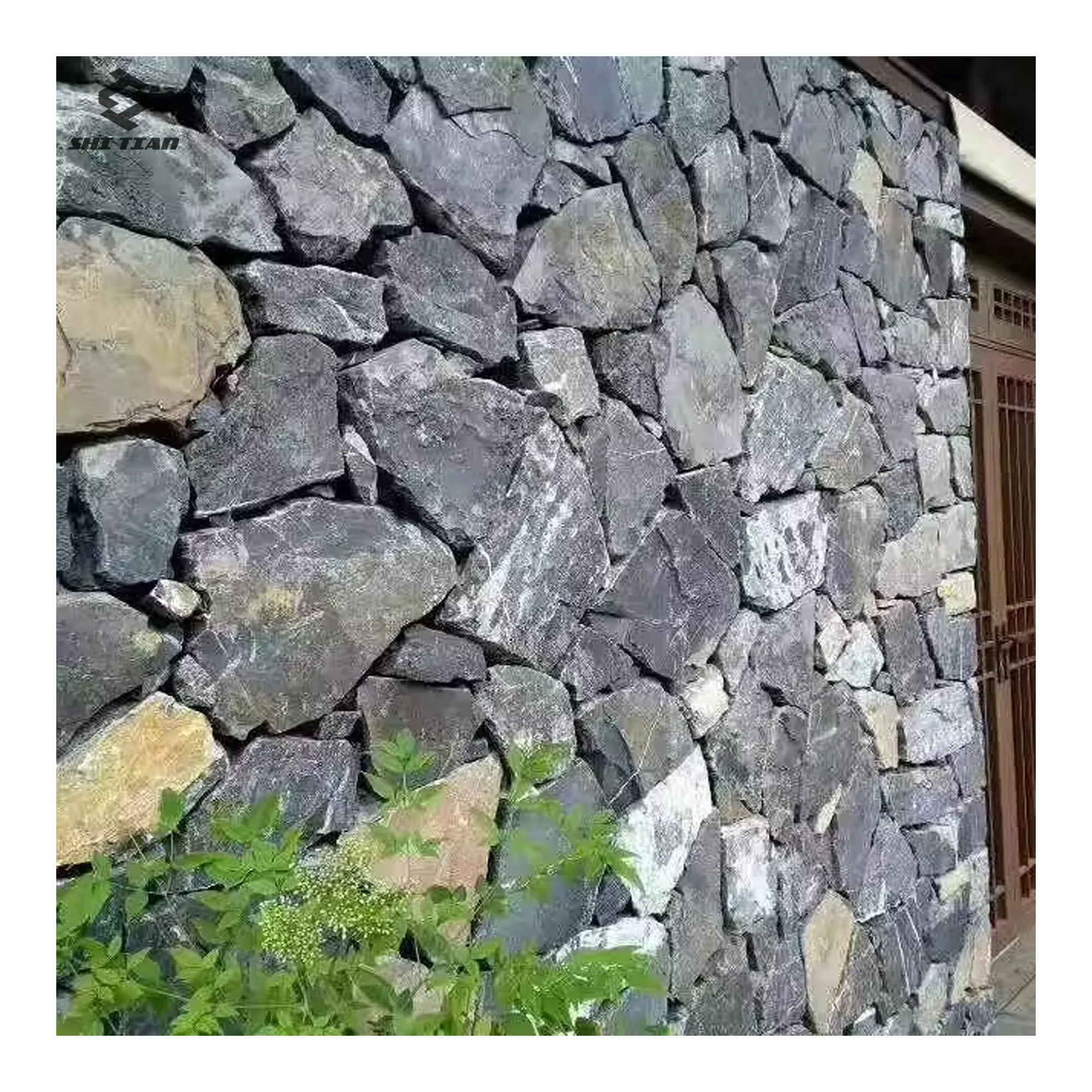 Harga wajar Tiongkok batu alami batu abu-abu pelapis Panel ubin batu dinding eksterior