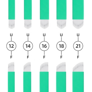 Outil à <span class=keywords><strong>main</strong></span> de <span class=keywords><strong>tatouage</strong></span> aiguilles lèvres lames de sourcil 12F 16U maquillage Permanent 14 aiguilles de Microblading manuelles - Product Image 3