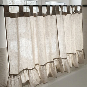 Rideaux de couleur unie en tulle de lin et de coton pour fenêtre occultante cantonnières transparentes pour salon chambre hôtel - Product Image 2