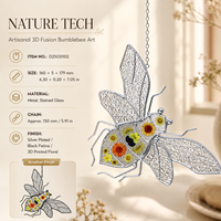 Attrape-soleil abeille artisanal de 6,7 pouces, en verre imprimé 3D avec motif floral, cadre en laiton, décoration de jardin, vente en gros, prêt pour l'audit OEM