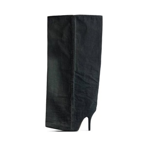 Femmes noires Volume exagéré mat cuir de veau chaussures à talons aiguilles filles genou haute droite jambe large botte nouveau Wader 110mm <span class=keywords><strong>bottes</strong></span> - Product Image 2