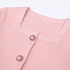 Nuovo Abito Elegante da Donna in <span class=keywords><strong>Maglia</strong></span> Autunno 2025, Manica Lunga con <span class=keywords><strong>Bottoni</strong></span> in Strass, <span class=keywords><strong>Vestito</strong></span> Maglione alla Moda con Cintura - Product Image 2