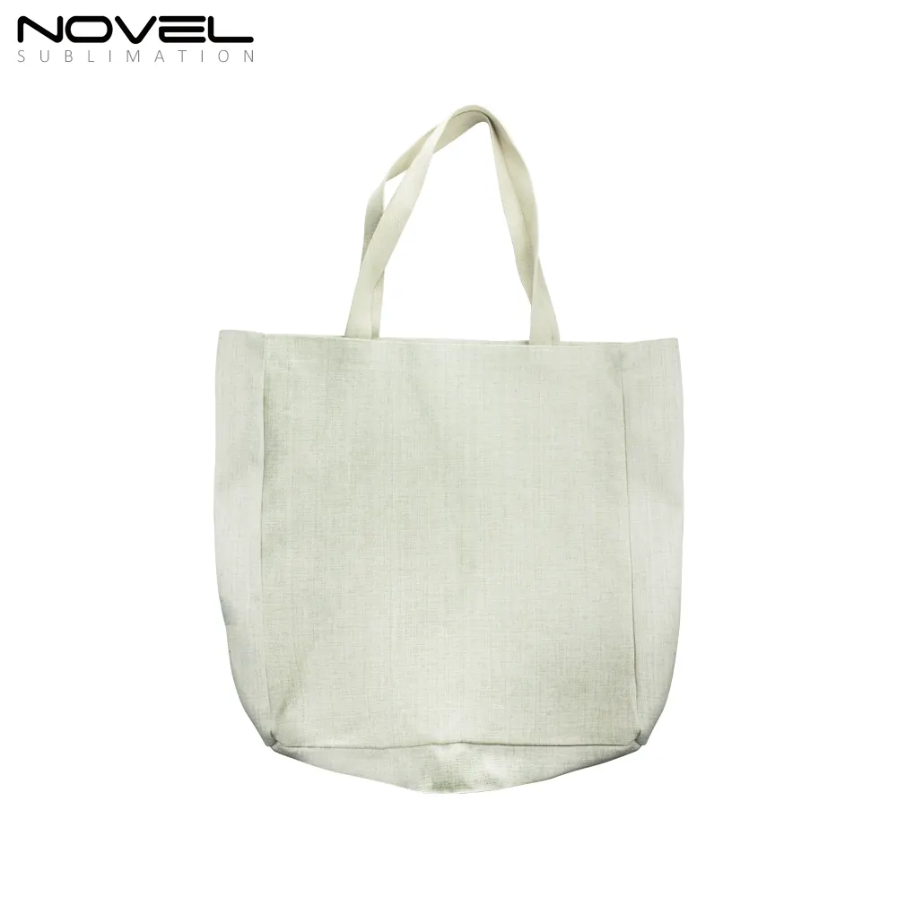 Sublimation blank big shopping bag reusable cotton linen grocery cloth tote pocket for women men DIY personalized gift 2024 New