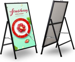 A <b>Frame</b> Sidewalk Signs Double-Sided Steel Sandwich Board Slide-in Folding Outdoor Advertising Business Sign Holder - Product Image 5