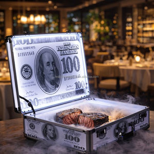 Décoration de fête amusante : Valise lumineuse Dollar US avec billets LED couleur personnalisée pour affichage publicitaire de bouteilles, facile à utiliser - Product Image 1