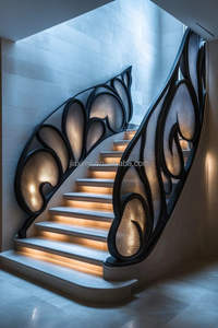 Barandillas <span class=keywords><strong>de</strong></span> hierro forjado, adorno <span class=keywords><strong>de</strong></span> hierro forjado/Diseño <span class=keywords><strong>de</strong></span> barandillas <span class=keywords><strong>de</strong></span> escalera para escalera curva interior - Product Image 5