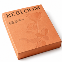 Boîte personnalisée pour masque facial en carton, gaufrage à sec, motif bois d'aloe et de rose, finition mate, carton couleur pêche, emballage cosmétique OEM