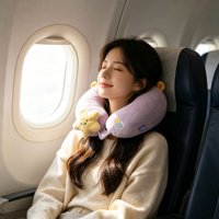 Coussin de voyage en peluche en forme d'animal mignon pour le cou, confortable et doux pour avion et voiture