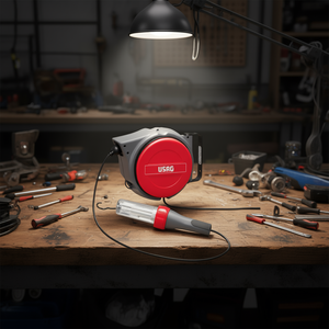 Enrouleur de câble Usag avec lumière, cordon d'alimentation rétractable de 10 m pour usage en atelier - Product Image 3