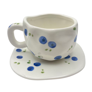 Direkt ab Werk Tassenset im süßen Feen-Design, koreanischer Stil, mit handbemalten Blumen und Schleifen, Keramiktasse mit Untertasse für Tee und Kaffee - Product Image 2