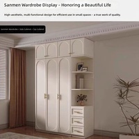 Meubles de chambre à coucher fabriqués en usine, armoire de style français couleur crème, coiffeuse intégrée, meubles de chambre à coucher en bois massif