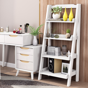 Estantería multicapa trapezoidal moderna de madera escalonada pequeño dormitorio nórdico sala de estar balcón piso estante de almacenamiento blanco - Product Image 3