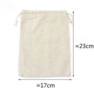 Sacs à cordon en coton et lin naturel Maxfree, blancs, personnalisables, pour le rangement, en différentes tailles - Product Image 4