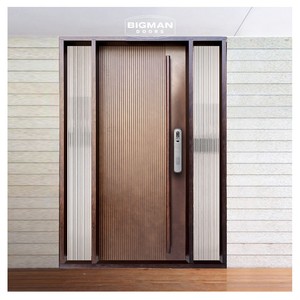<span class=keywords><strong>Porte</strong></span> <span class=keywords><strong>d</strong></span>'<span class=keywords><strong>entrée</strong></span> extérieure en bois massif sur mesure, design moderne exclusif, à longues poignées, lignes verticales, <span class=keywords><strong>avec</strong></span> double vitrage latéral. - Product Image 1
