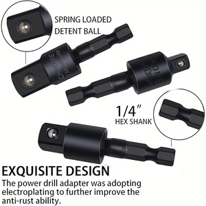 Adaptateur de tournevis à angle de 105 degrés, 6 pièces, douille à double tête, clé à cliquet 360 °   Ensemble d'adaptateurs de douilles à choc rotatifs 1/2\", 1/4\", 3/8\" - Product Image 6