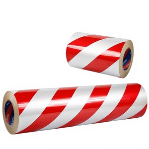 Rood-witte reflecterende brand- en vloerwaarschuwingstape, niet-markerende PET-<span class=keywords><strong>tape</strong></span>, 50m lengte, <span class=keywords><strong>2</strong></span>-50cm breedte opties - Product Image 1