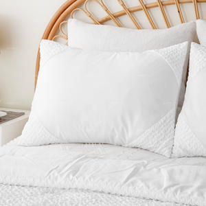 Juego de edredón de Seersucker suave blanco ligero de <span class=keywords><strong>3</strong></span> piezas, juego de cama tamaño King con 1 edredón y 2 fundas de almohada para todas las estaciones - Product Image 6