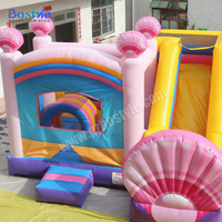 Château gonflable aquatique commercial sur le thème des coraux arc-en-ciel, avec toboggan, en PVC, facile à installer, combo château gonflable et structure de saut.