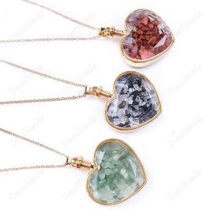 Migliore bottiglia che desiderano pietra naturale chip di bottiglia del pendente per la collana, trasparente sfaccettato cuore di cristallo della collana della bottiglia - Product Image 3