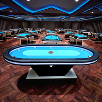 Table de poker Texas de luxe QINLONG de haute qualité avec construction en métal et en bois avec LED pour la maison, le casino et le club