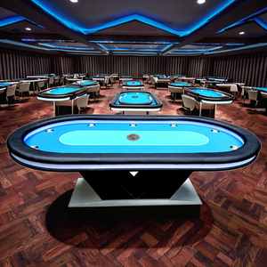 Mesa de Póker Texas de Madera Plegable de Lujo Personalizada QINLONG con Luz LED para Póker, Baccarat y También para Juegos de Mahjong - Product Image 1