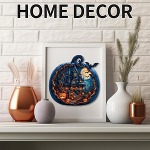 Puzzle d'horreur sur le thème de la chauve-souris, de la citrouille et de la maison hantée, motif personnalisé pour Halloween, pour la saison des carnavals, les boutiques de cadeaux et la décoration de vente au détail - Product Image 1