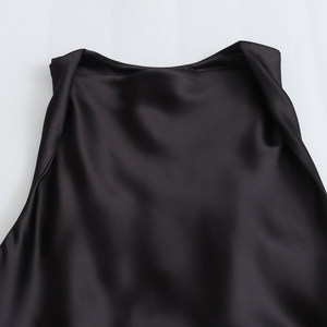 OEM ODM en stock, 9 couleurs, robe élégante sans manches en satin, taille froncée, robe de soirée formelle maxi pour femmes - Product Image 3
