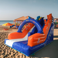 Nouvelle conception de toboggan gonflable HTH en PVC 6x4m, toboggan gonflable pour enfants sur le thème des pirates pour l'extérieur