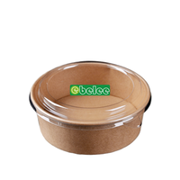 Conteneur à salade jetable en papier kraft écologique en gros avec couvercle, bol à emporter biodégradable, impression en relief