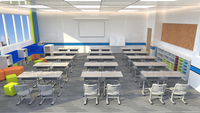 Nouveau produit : Ensemble bureau et chaise d'école à réglage mécanique libre, HY-0336, prix des bureaux d'école