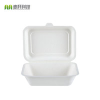 Boîte à lunch biodégradable jetable personnalisable de 600ml en bagasse écologique et micro-ondable
